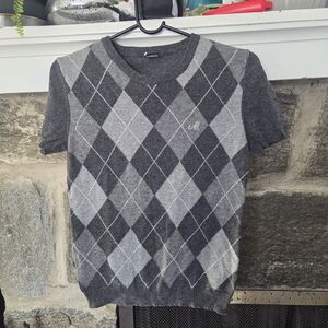 Motivi Dark Gray Argyle Crewneck Sweater